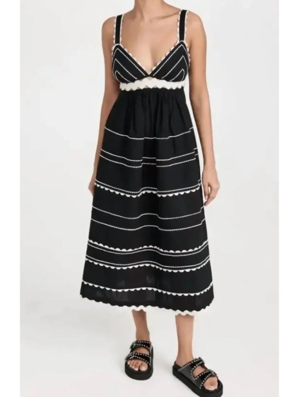 Sea New York A-Line Striped Midi Length Dress, Size 0